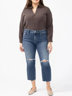 Avery High Rise Cropped Straight Leg Jeans Plus Size