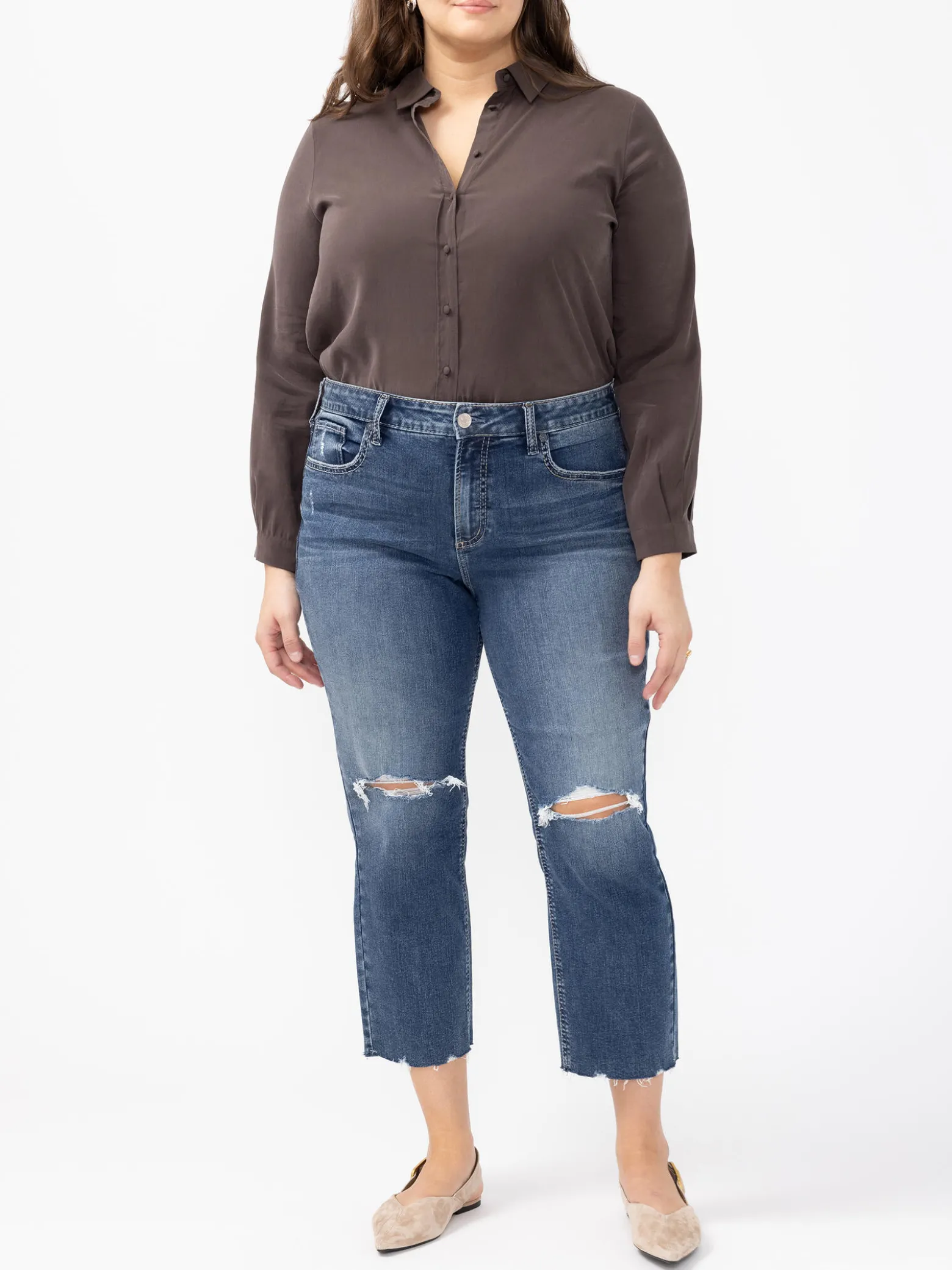 Avery High Rise Cropped Straight Leg Jeans Plus Size