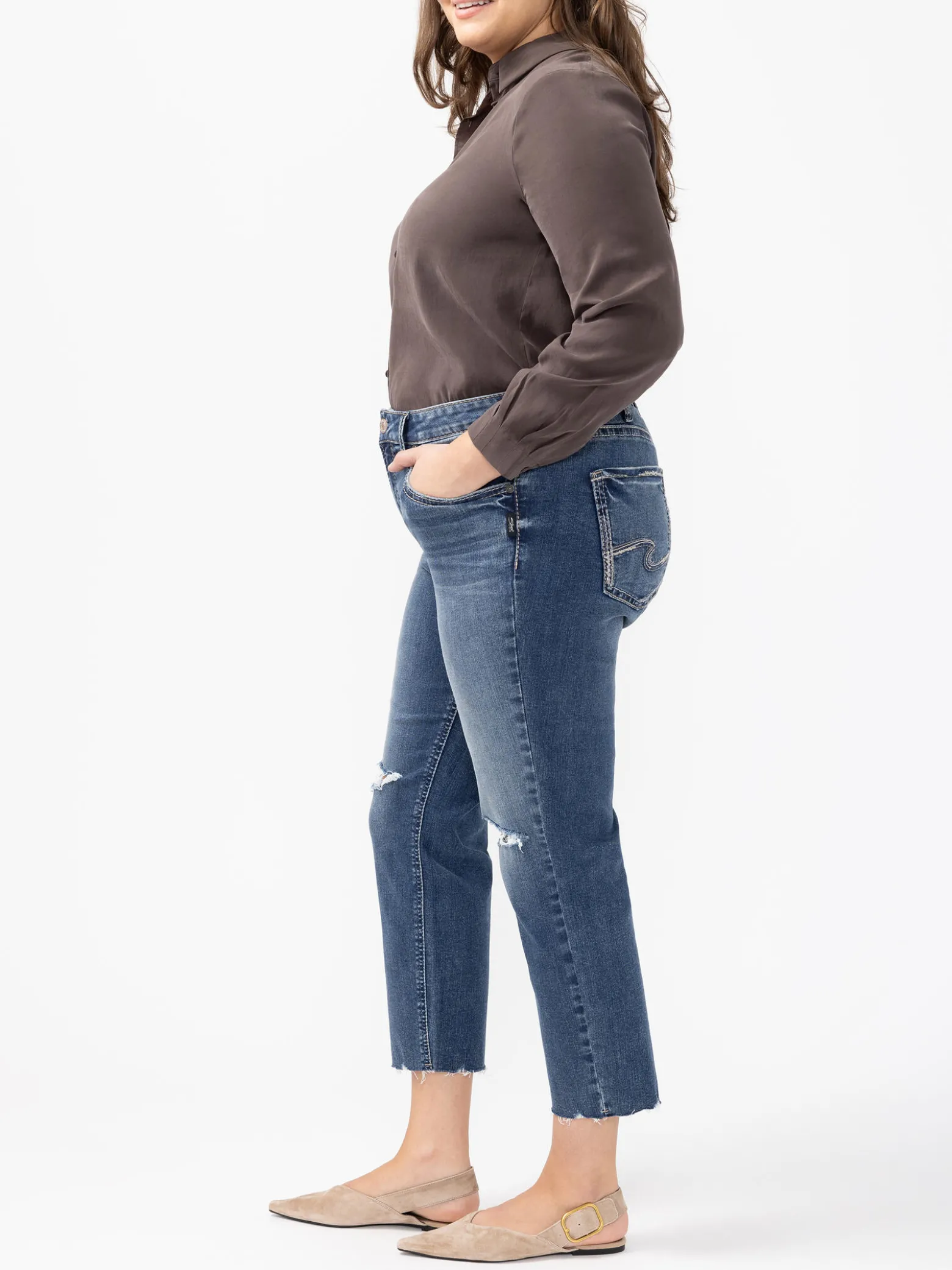 Avery High Rise Cropped Straight Leg Jeans Plus Size