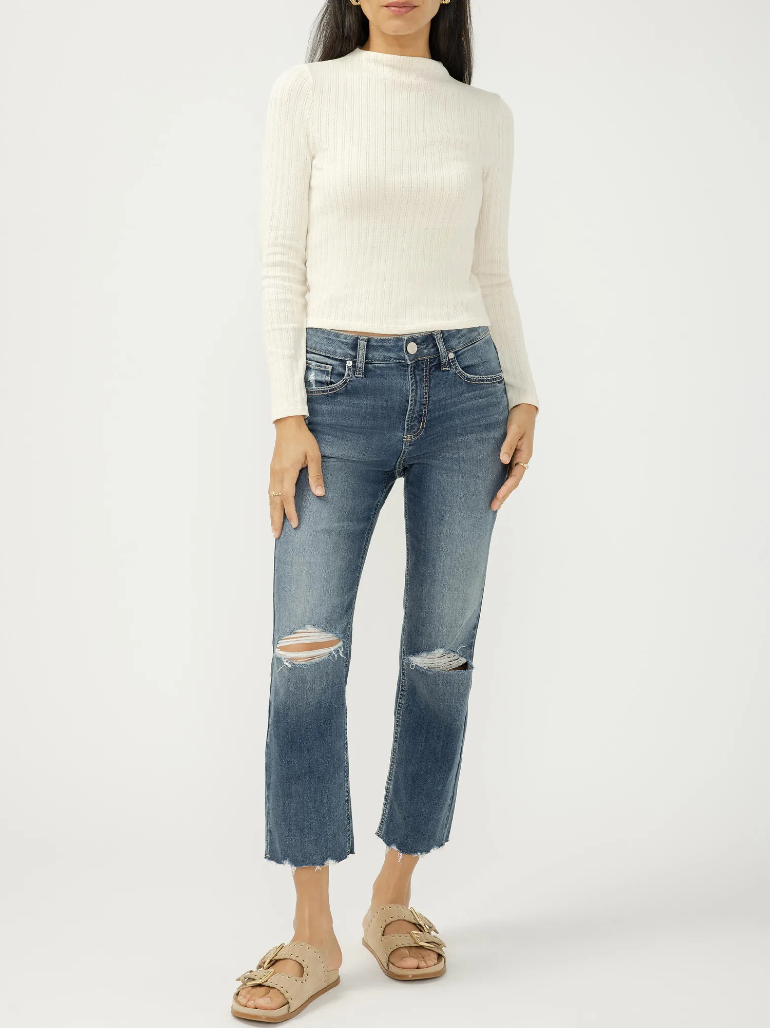 Avery High Rise Straight Leg Cropped Jeans