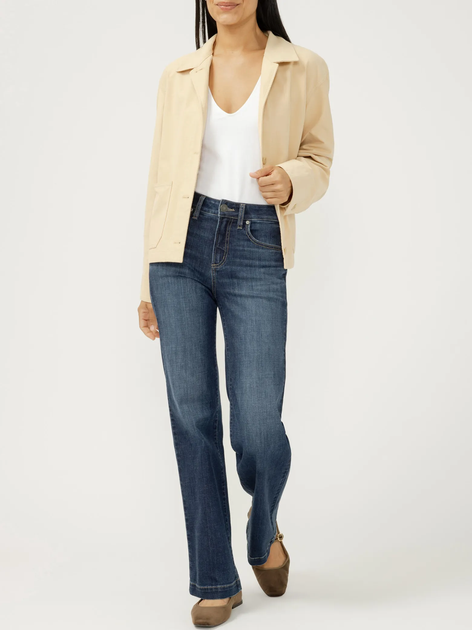 Avery High Rise Trouser Leg Luxe Stretch Jeans