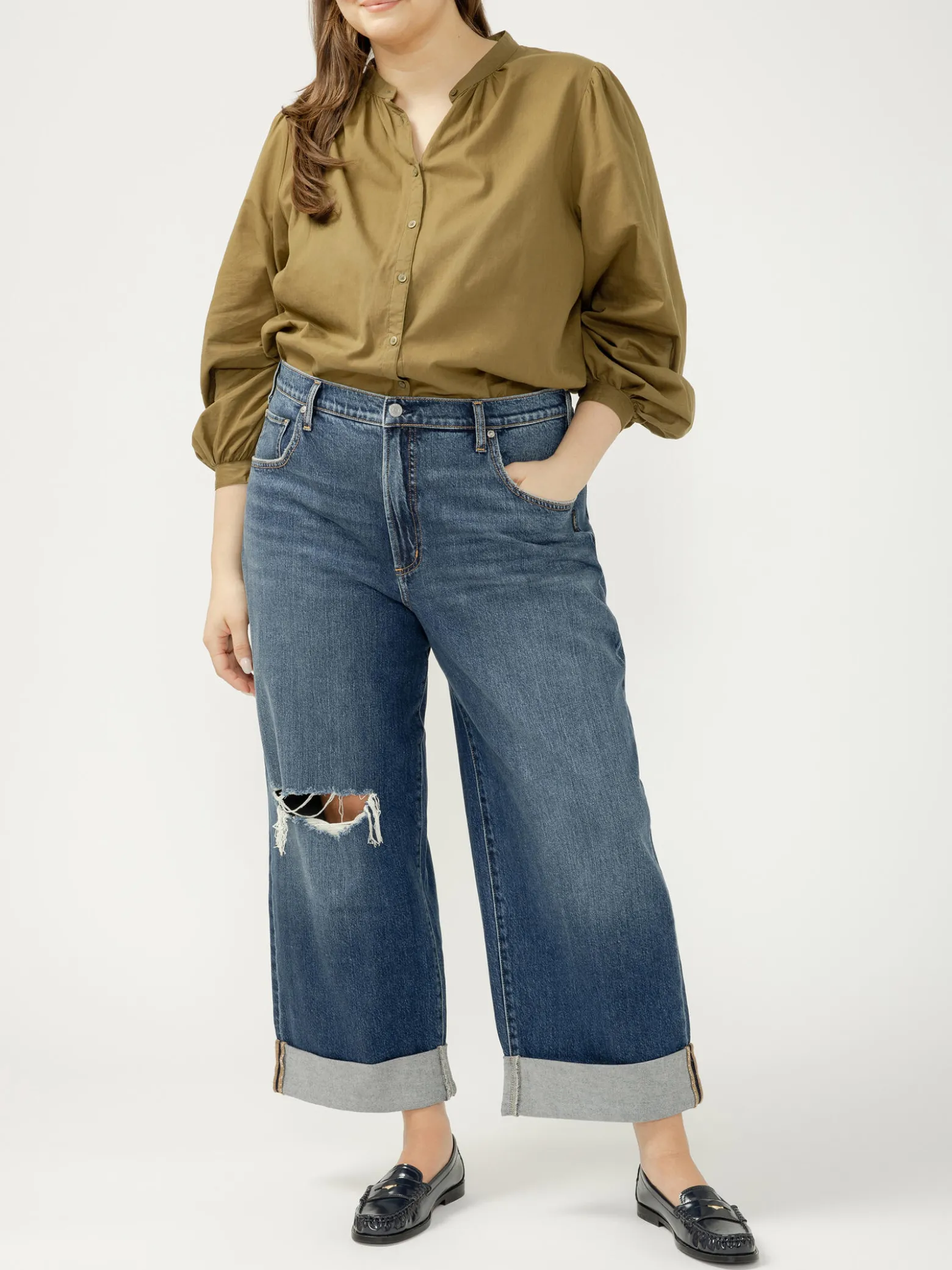 Be Easy High Rise Wide Leg Cropped Jeans Plus Size
