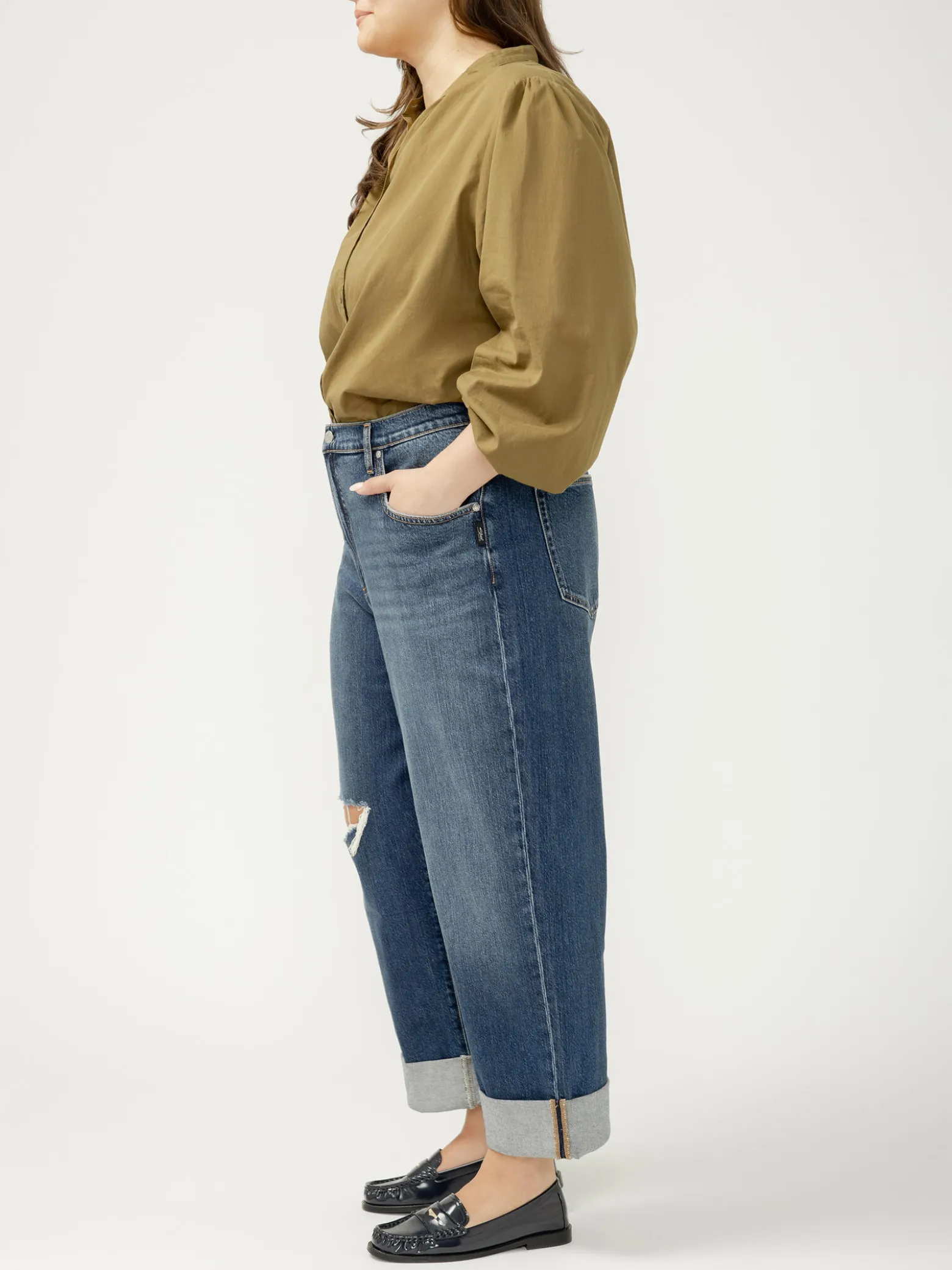 Be Easy High Rise Wide Leg Cropped Jeans Plus Size