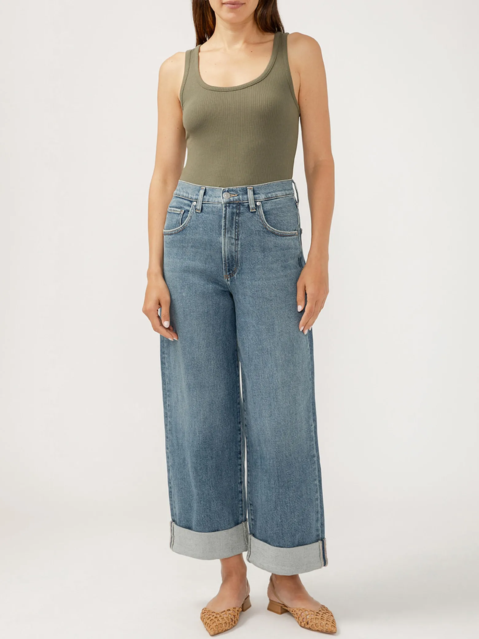 Be Easy High Rise Wide Leg Cropped Jeans