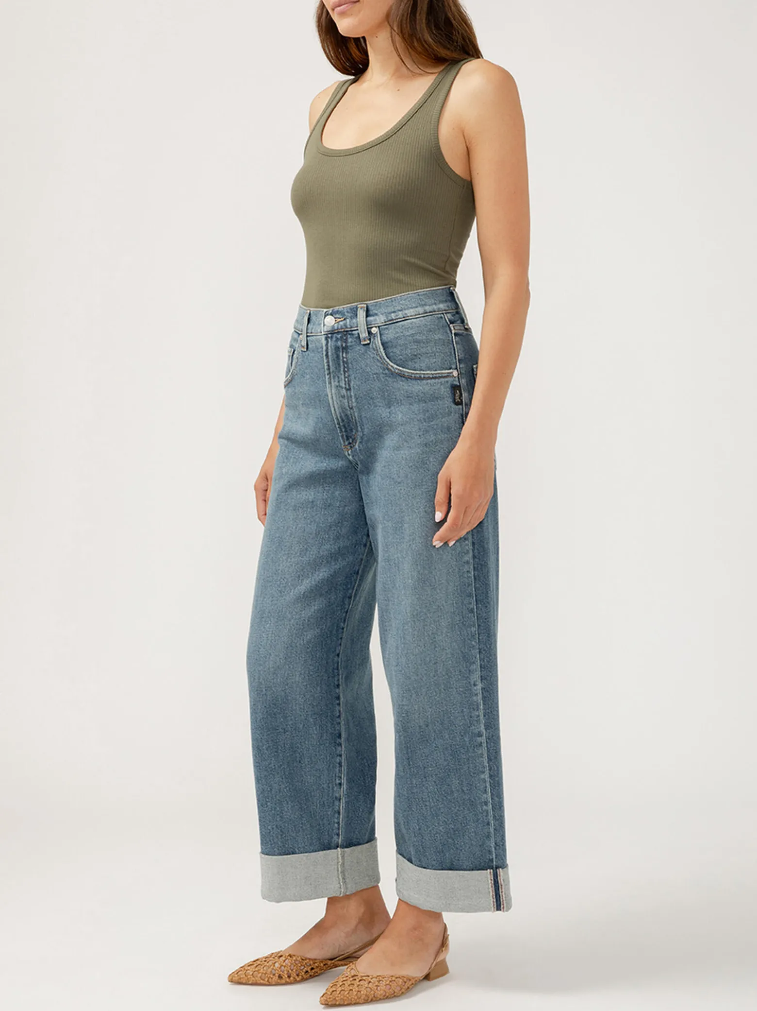 Be Easy High Rise Wide Leg Cropped Jeans