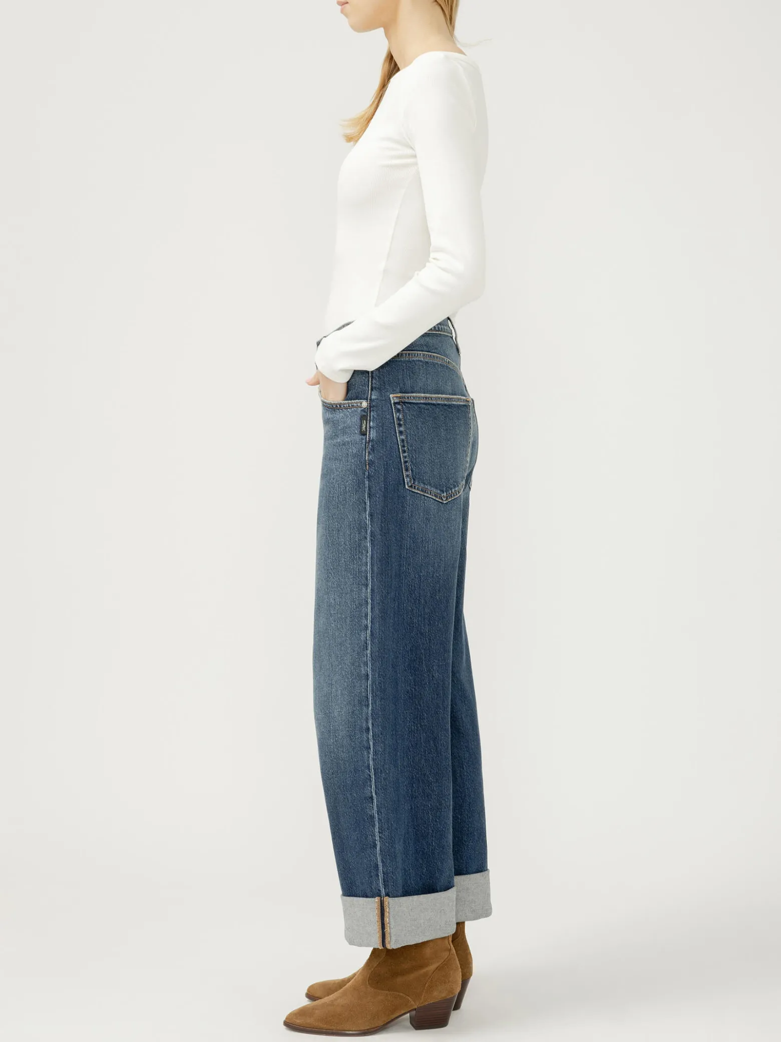 Be Easy High Rise Wide Leg Cropped Jeans