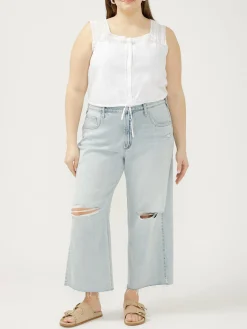 Be Easy High Rise Wide Leg Cropped Jeans Plus Size