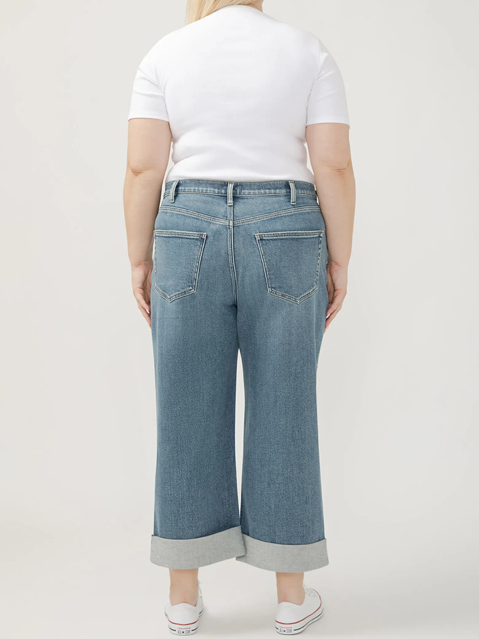 Be Easy High Rise Wide Leg Cropped Jeans Plus Size