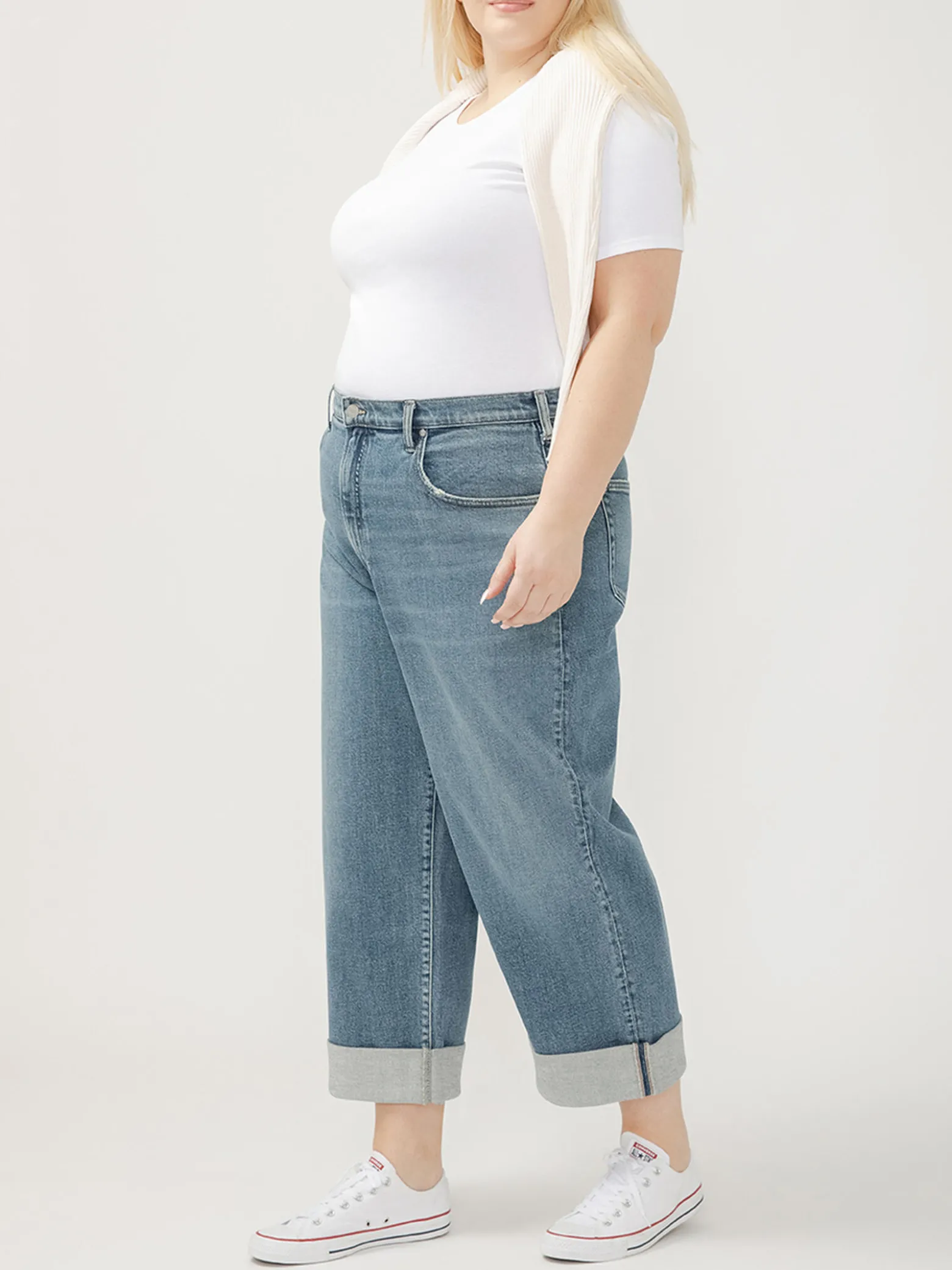 Be Easy High Rise Wide Leg Cropped Jeans Plus Size