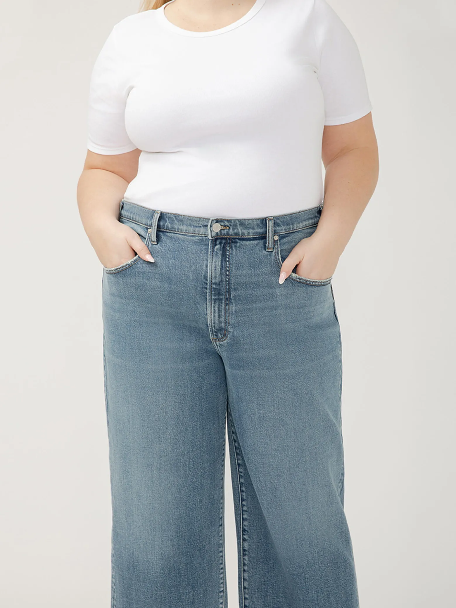 Be Easy High Rise Wide Leg Cropped Jeans Plus Size