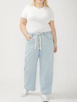 Be Easy Straight Leg Drawstring Jeans Plus Size