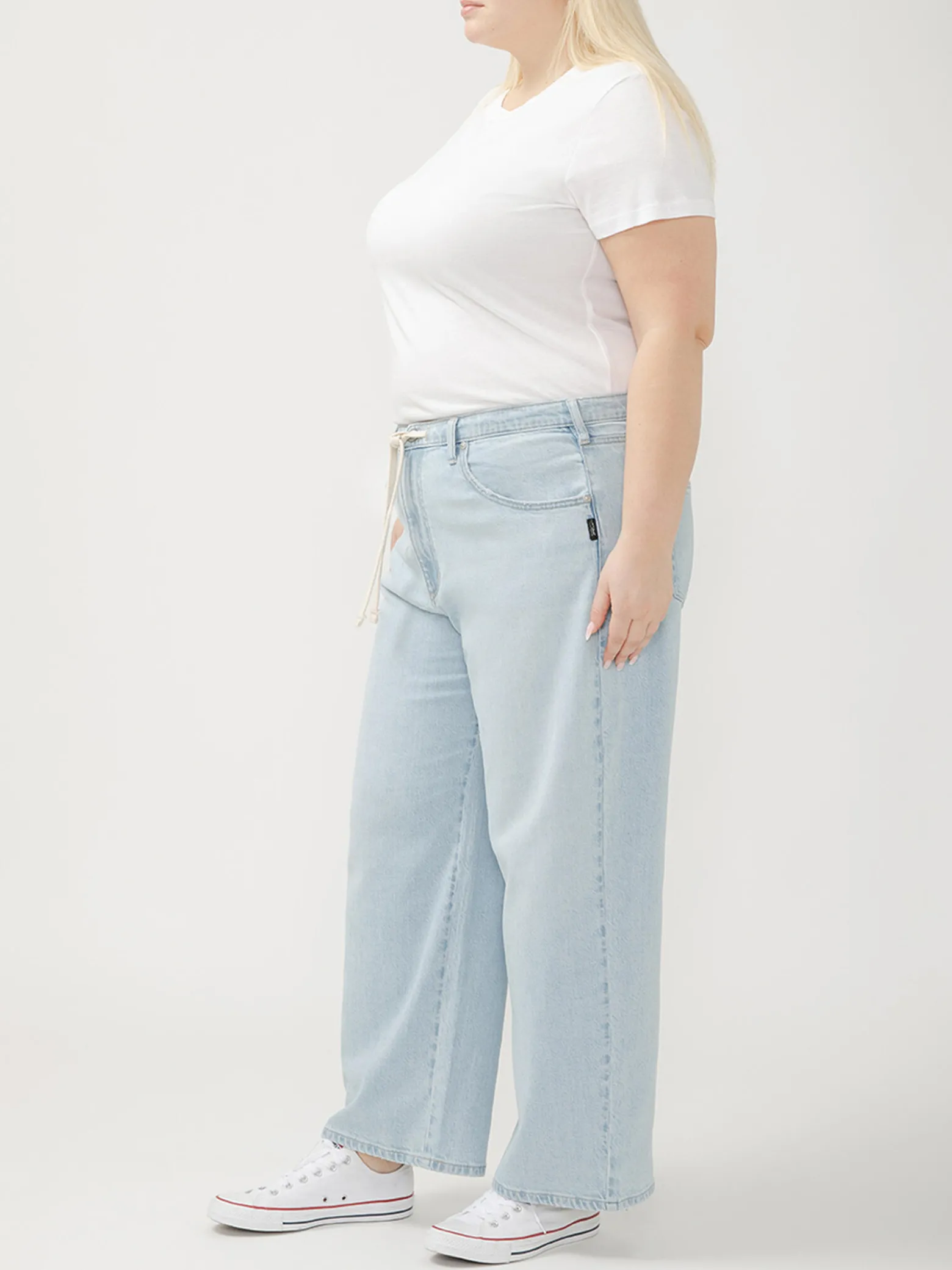 Be Easy Straight Leg Drawstring Jeans Plus Size
