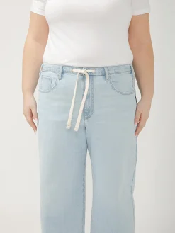 Be Easy Straight Leg Drawstring Jeans Plus Size