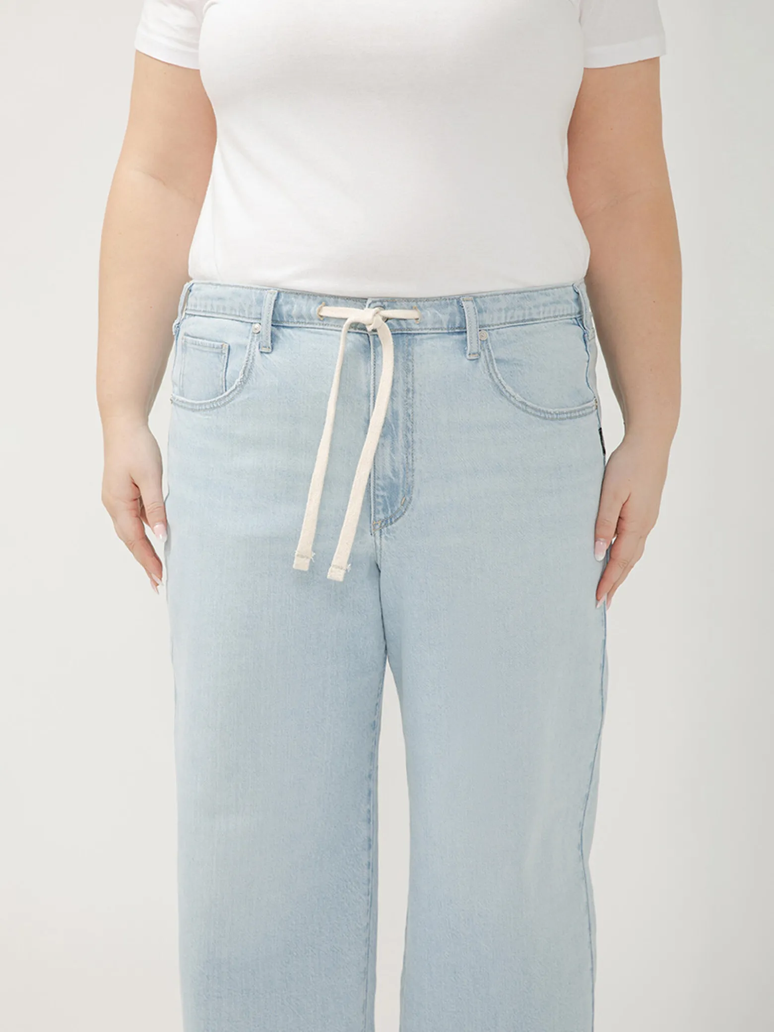 Be Easy Straight Leg Drawstring Jeans Plus Size