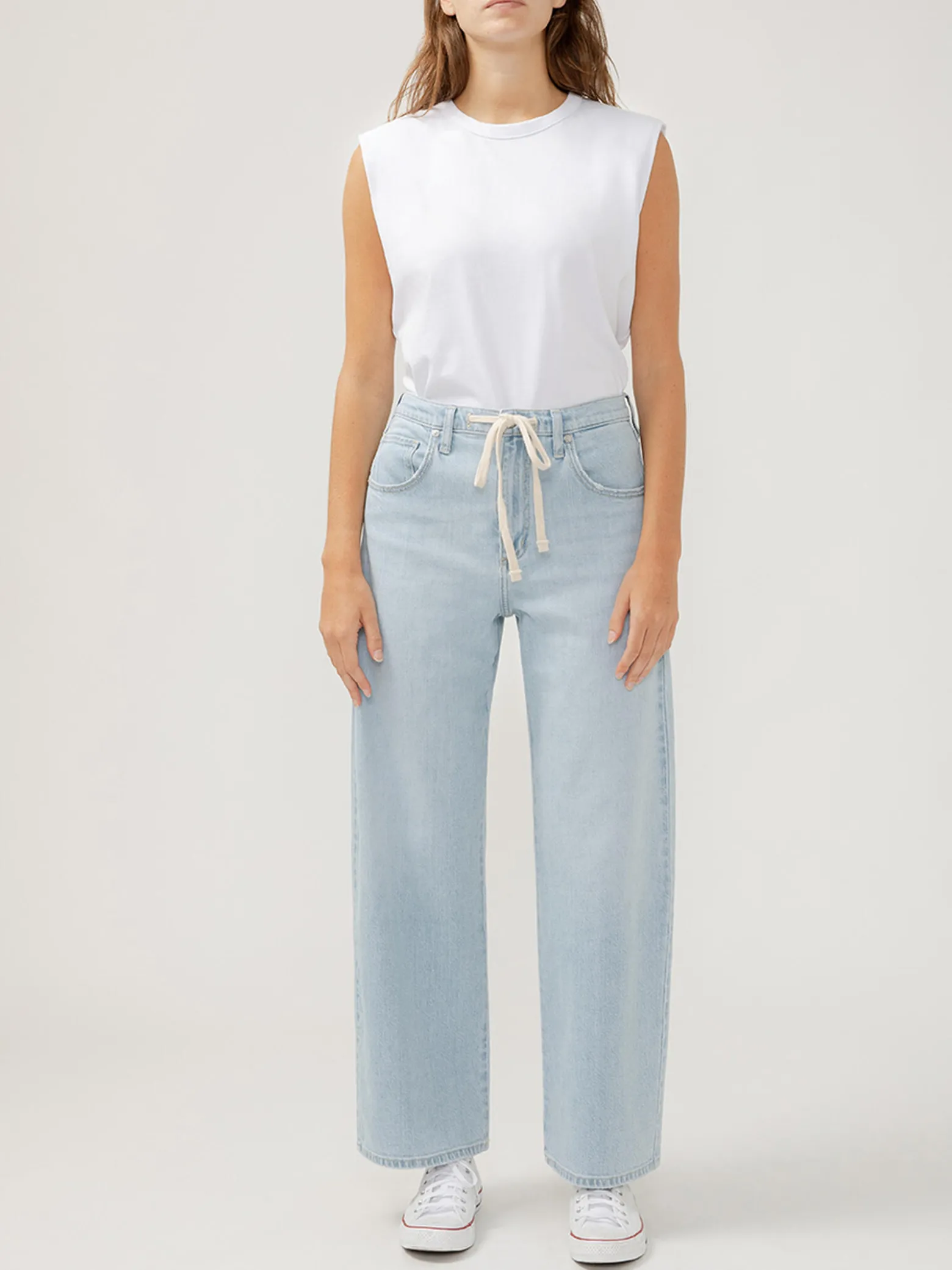 Be Easy Straight Leg Drawstring Jeans