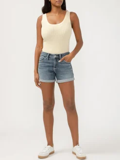 Boyfriend Mid Rise Luxe Stretch Shorts