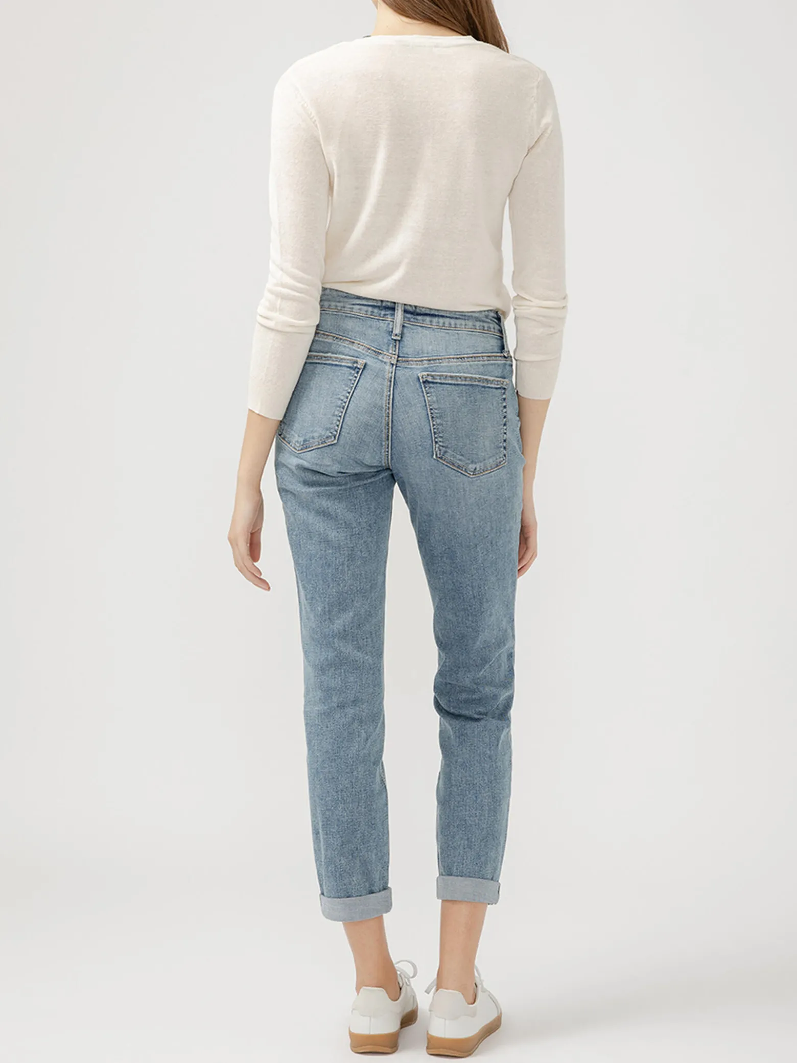 Boyfriend Mid Rise Slim Leg Luxe Stretch Jeans