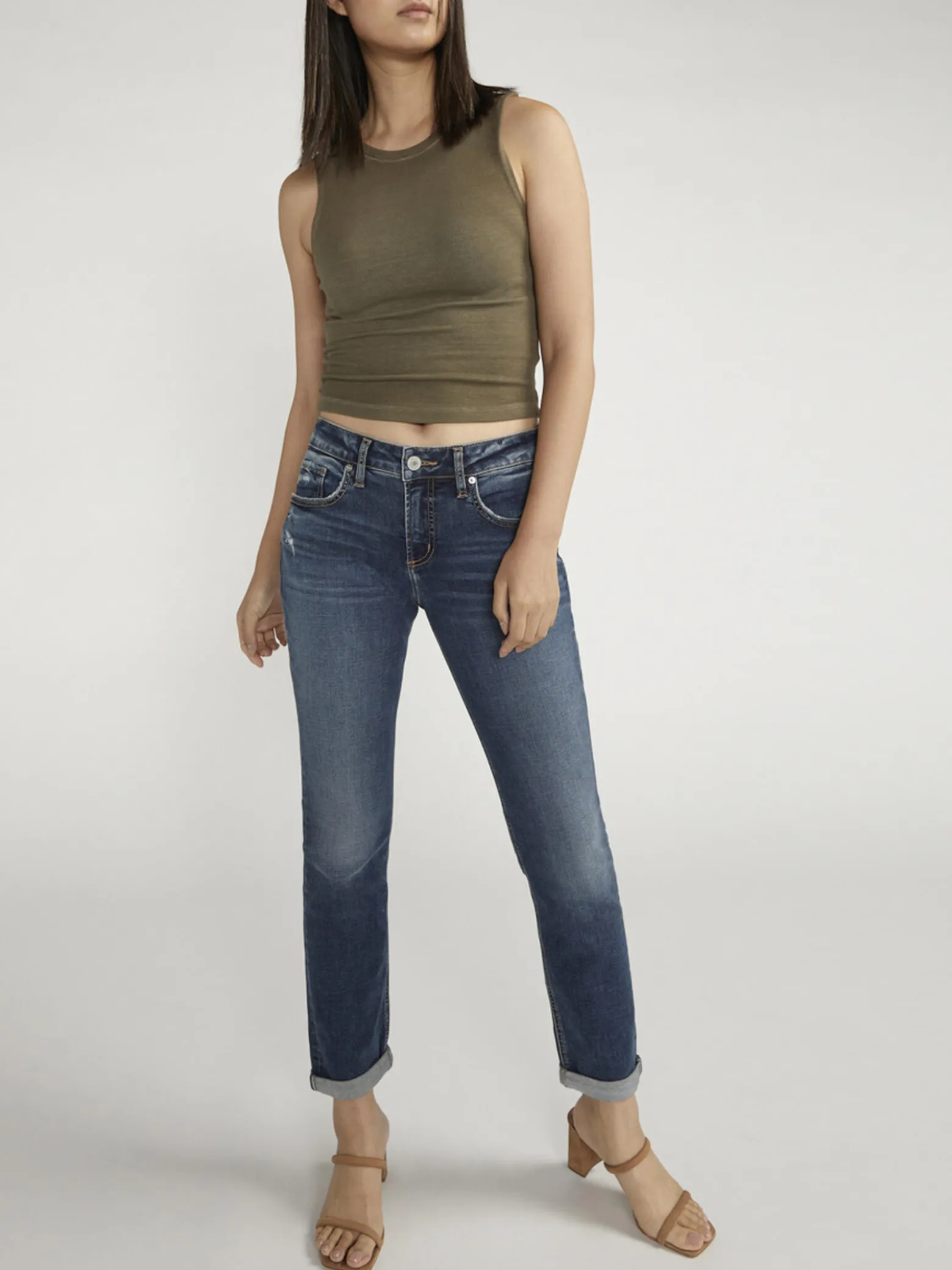 Boyfriend Mid Rise Slim Leg Jeans
