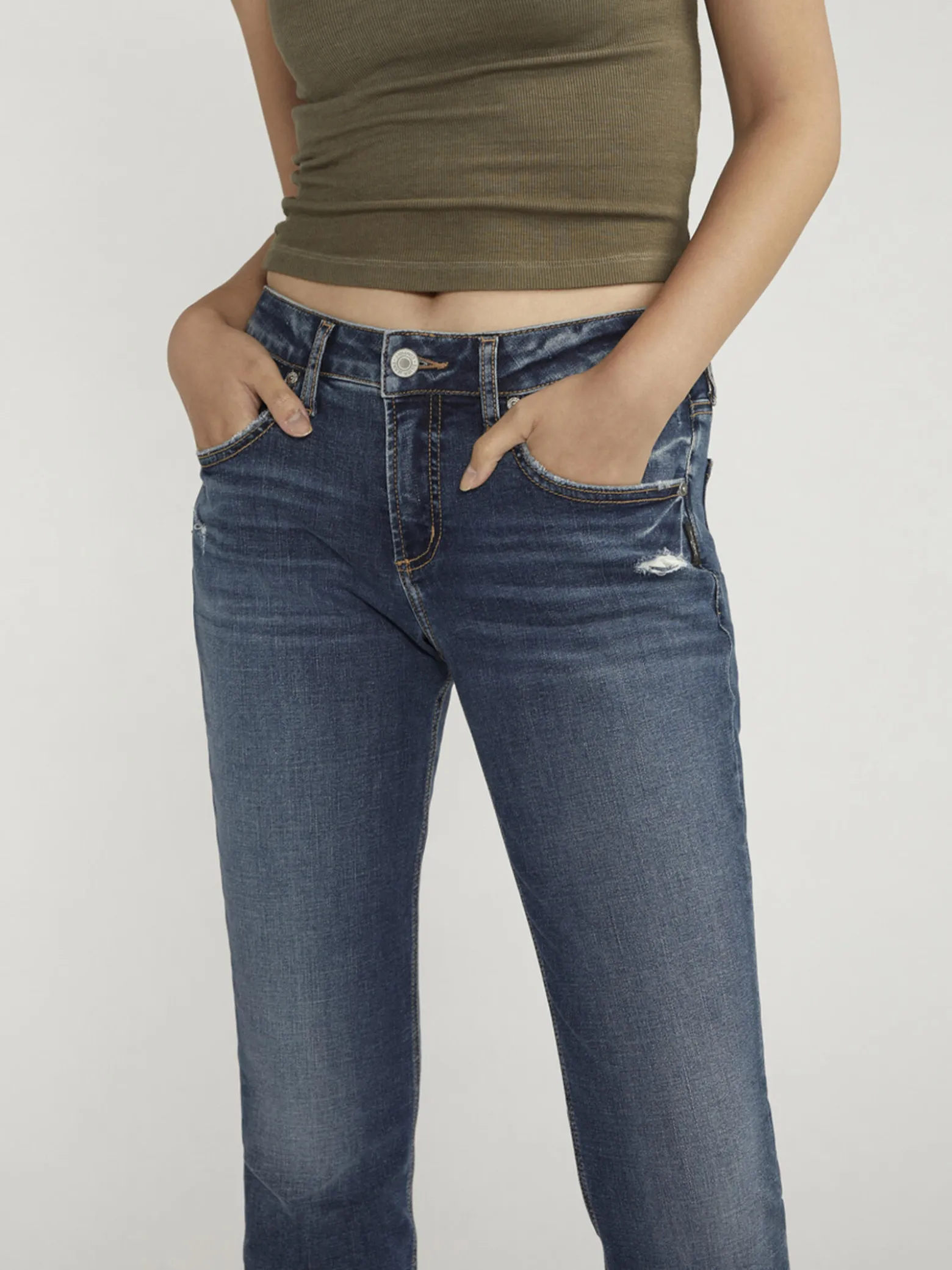 Boyfriend Mid Rise Slim Leg Jeans