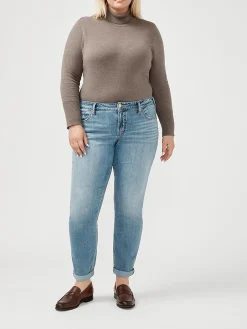 Boyfriend Mid Rise Slim Leg Luxe Stretch Jeans Plus Size