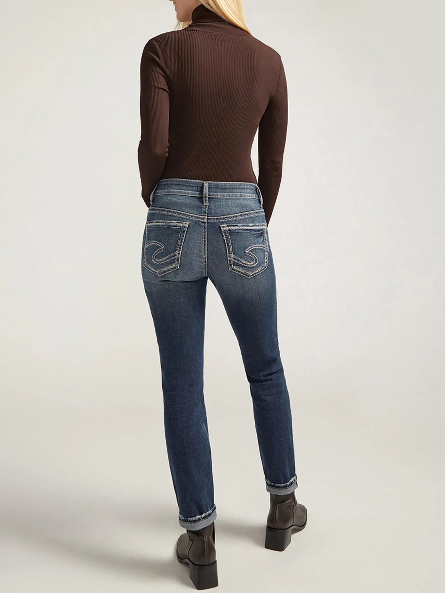 Boyfriend Mid Rise Slim Leg Luxe Stretch Jeans