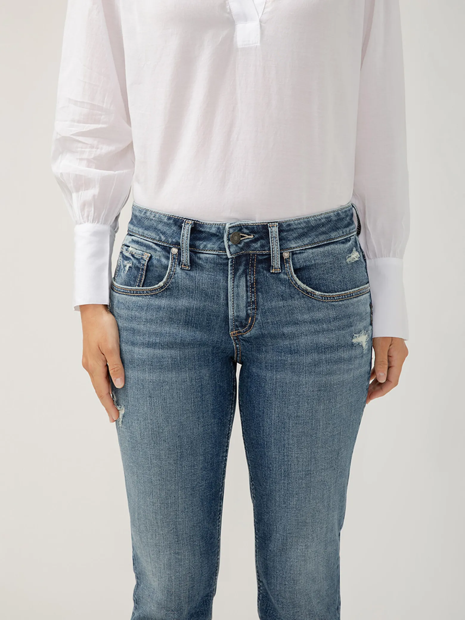 Boyfriend Mid Rise Slim Leg Jeans