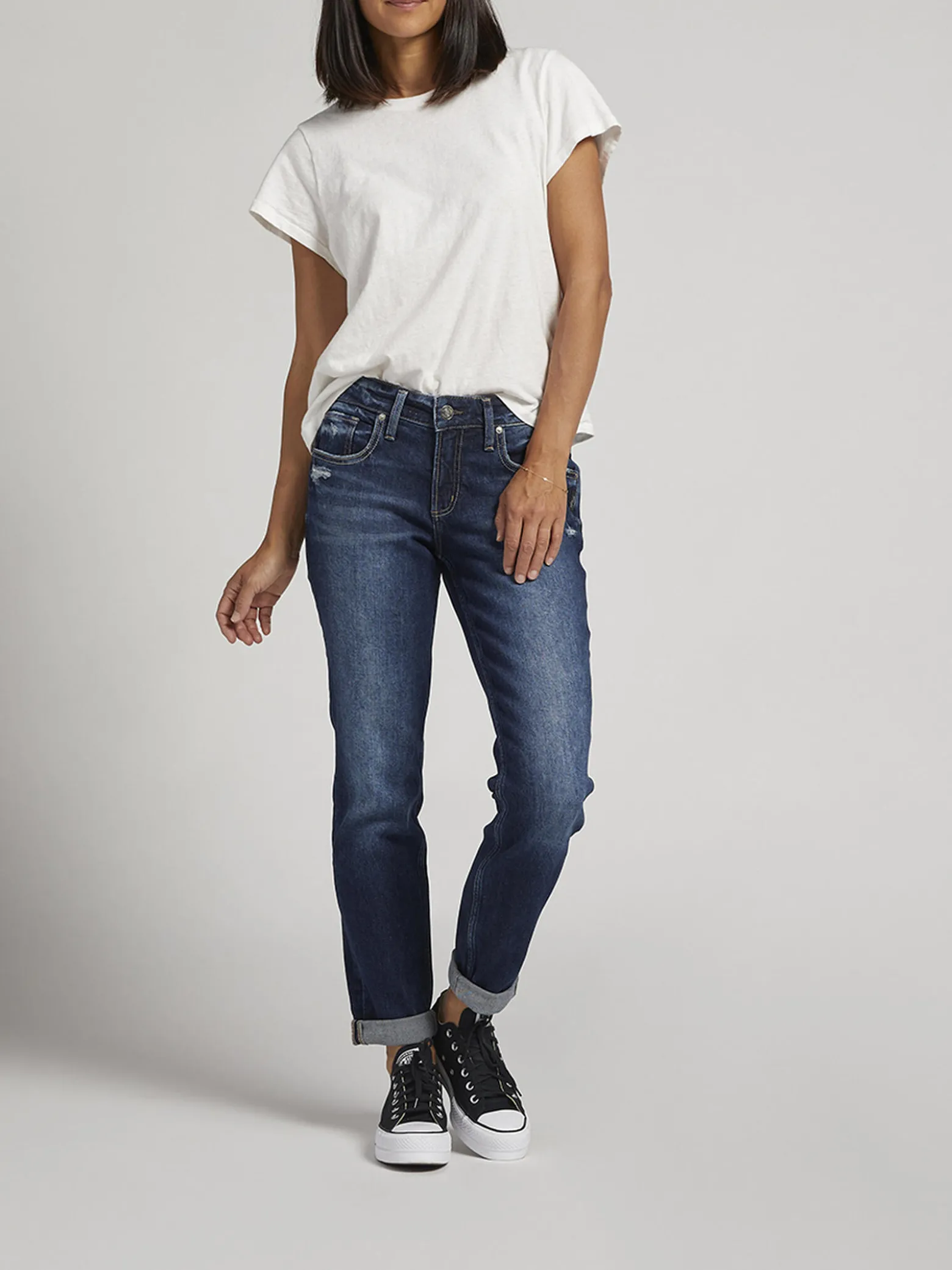 Boyfriend Mid Rise Slim Leg Jeans