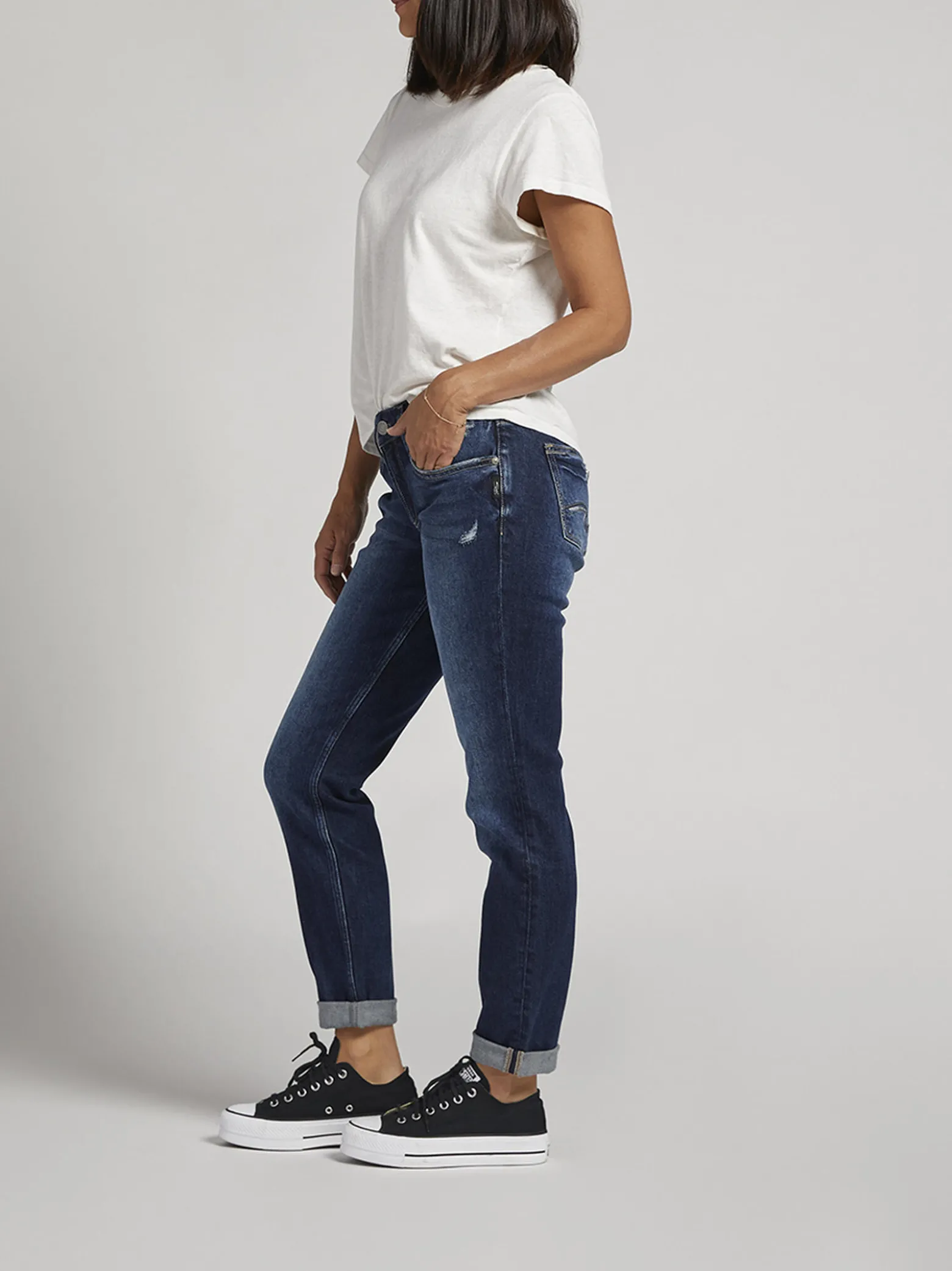 Boyfriend Mid Rise Slim Leg Jeans