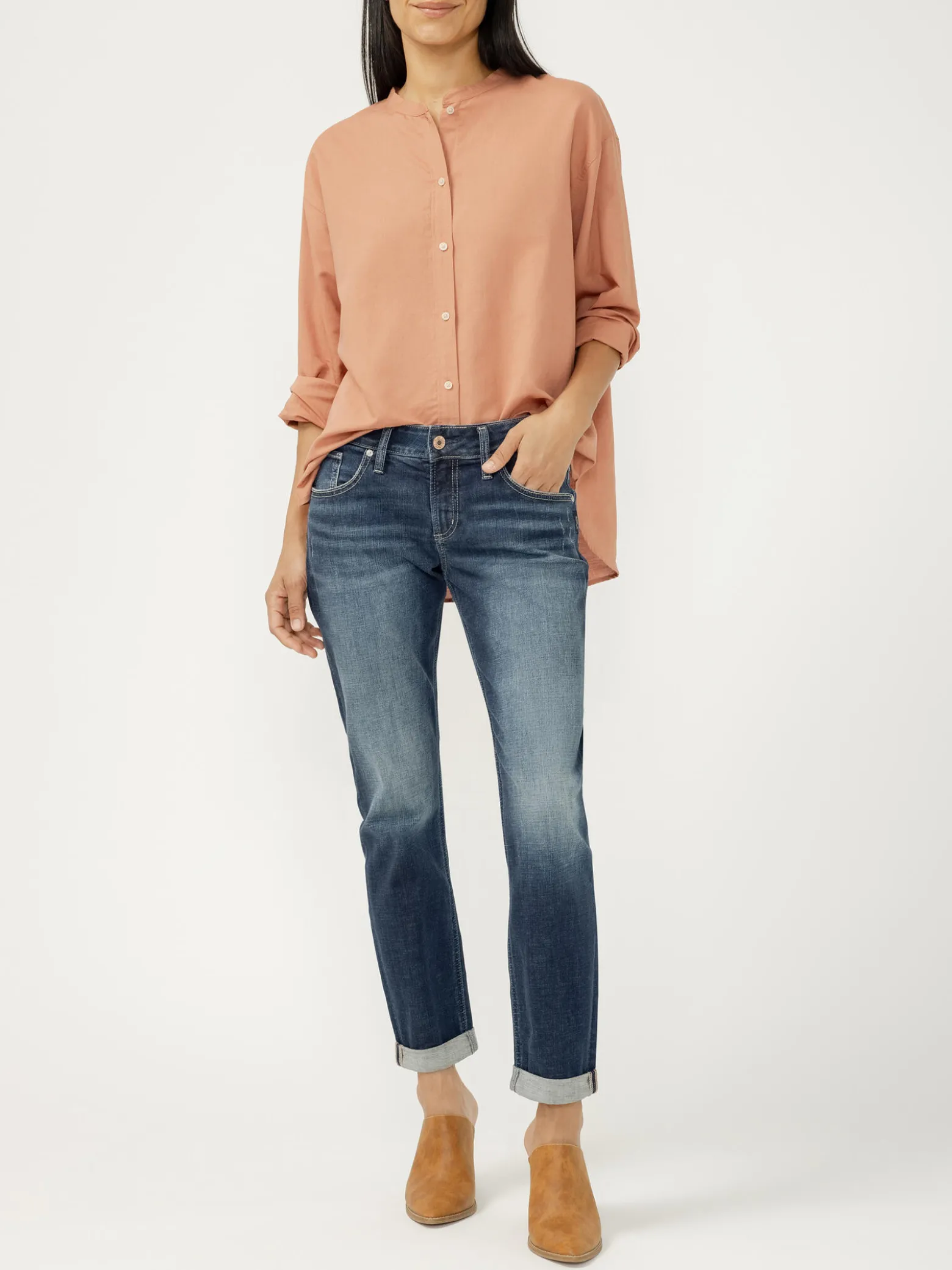 Boyfriend Mid Rise Slim Leg Jeans