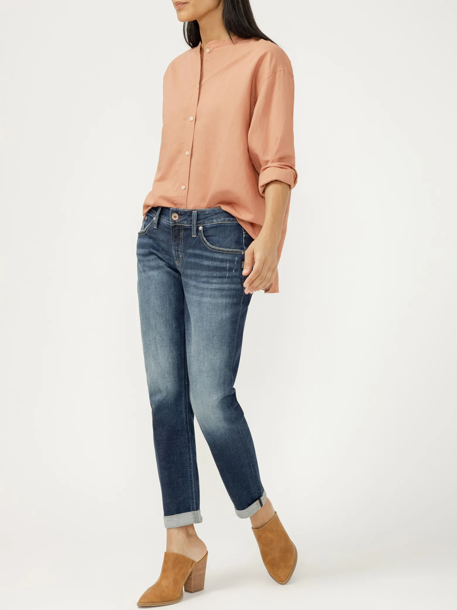 Boyfriend Mid Rise Slim Leg Jeans