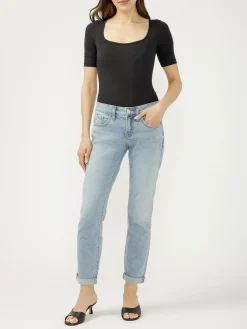Boyfriend Mid Rise Slim Leg Jeans