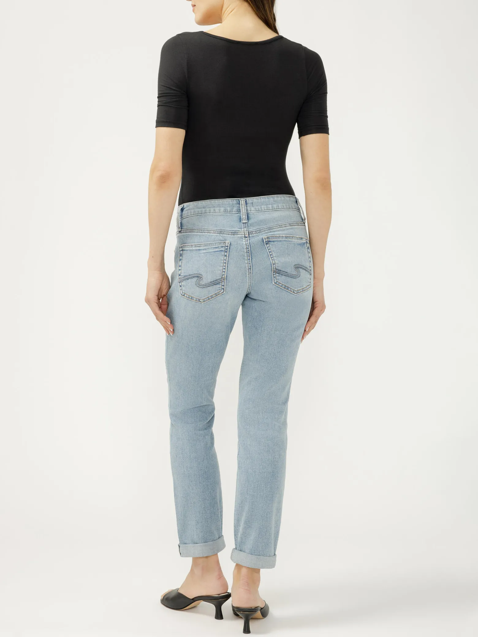 Boyfriend Mid Rise Slim Leg Jeans