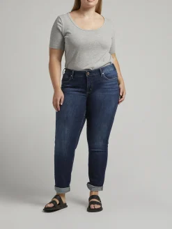 Boyfriend Mid Rise Slim Leg Jeans