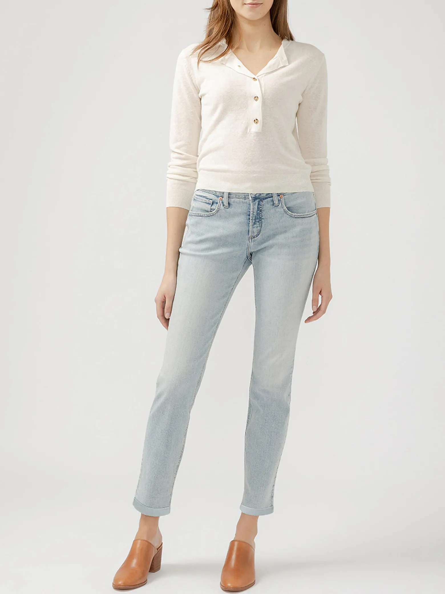 Boyfriend Mid Rise Slim Leg Jeans