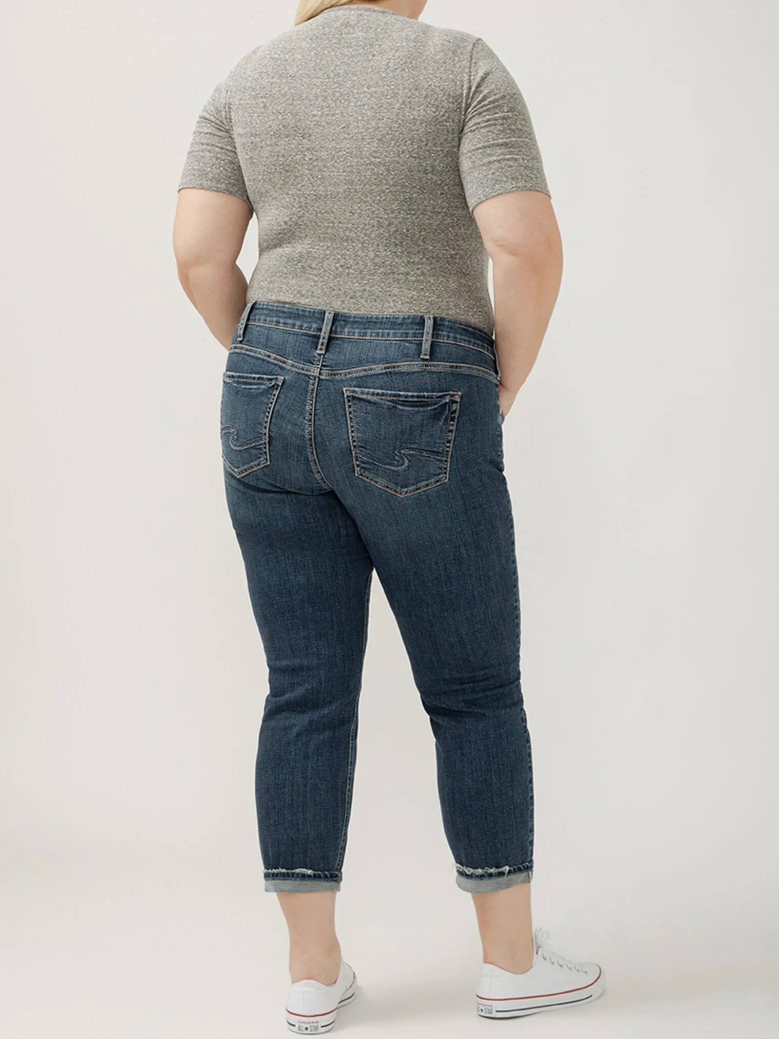Boyfriend Mid Rise Slim Leg Jeans Plus Size