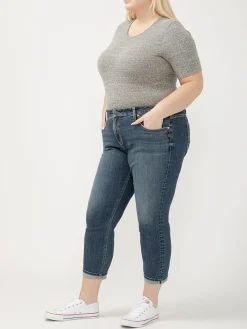 Boyfriend Mid Rise Slim Leg Jeans Plus Size
