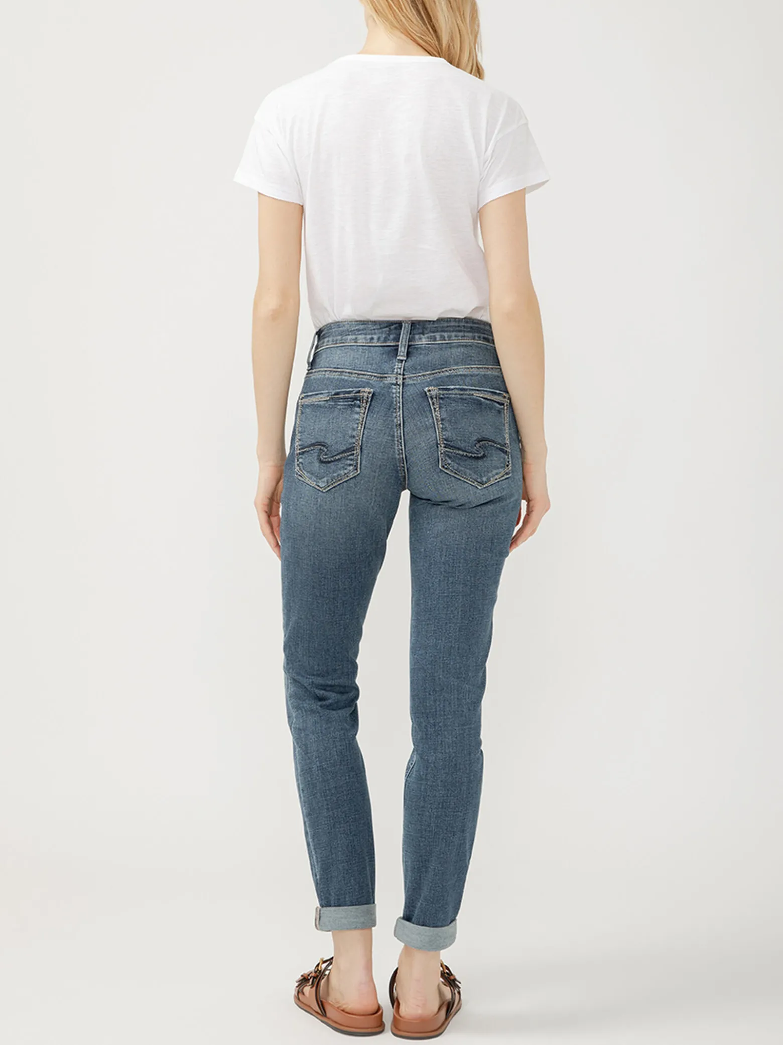 Boyfriend Mid Rise Slim Leg Jeans