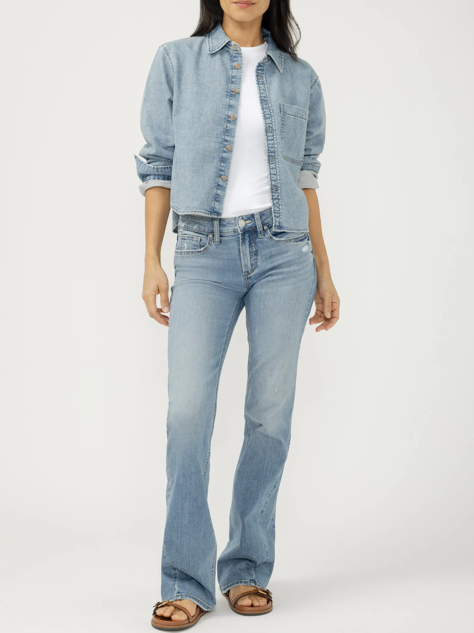 Button Front Knit Flex Shirt