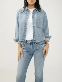 Button Front Knit Flex Shirt