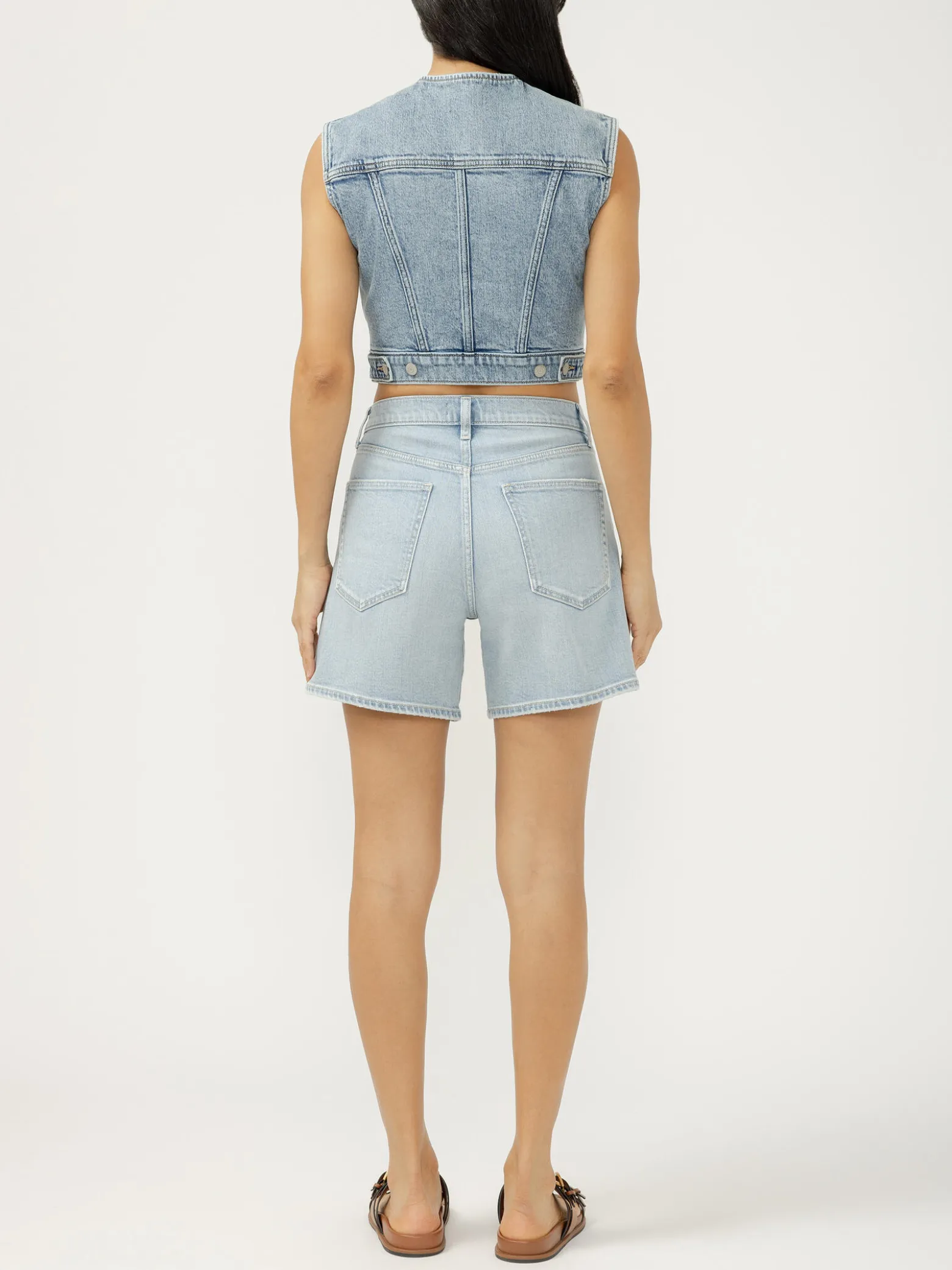 Cropped Denim Vest