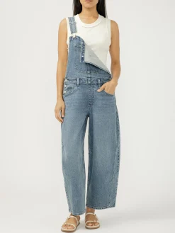 Denim Barrel Leg Overalls