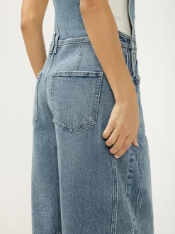 Denim Barrel Leg Overalls