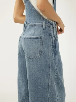 Denim Barrel Leg Overalls