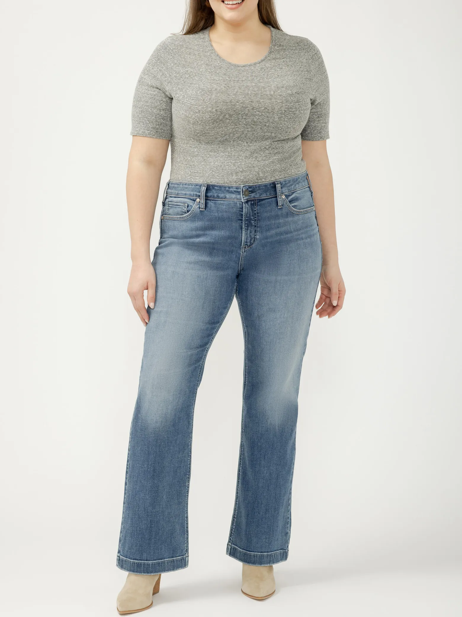 Elyse Mid Rise Bootcut Jeans Plus Size