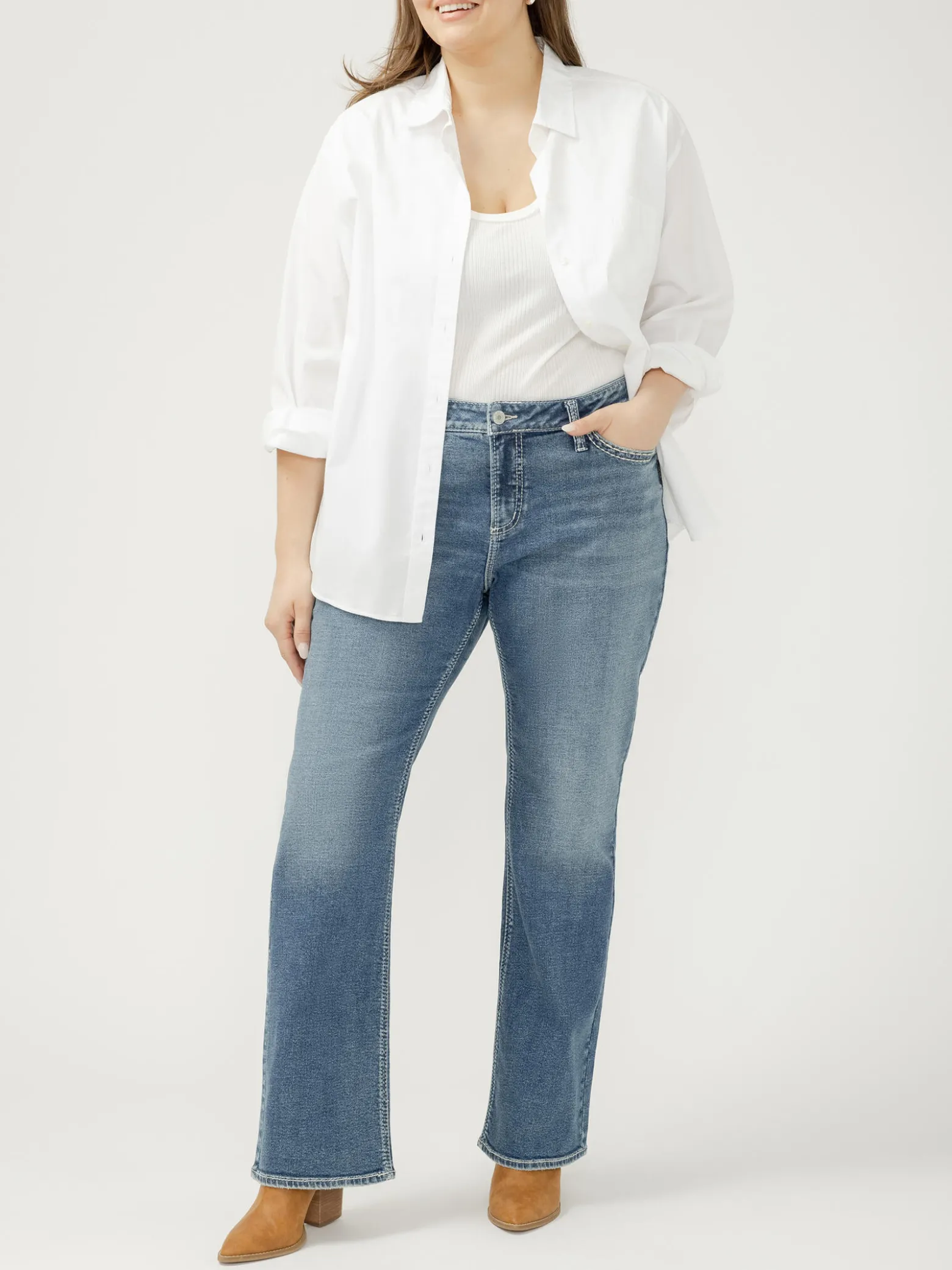 Elyse Mid Rise Bootcut Jeans Plus Size