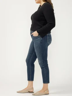 Elyse Mid Rise Skinny Cropped Luxe Stretch Jeans Plus Size