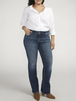 Elyse Mid Rise Slim Bootcut Jeans Plus Size