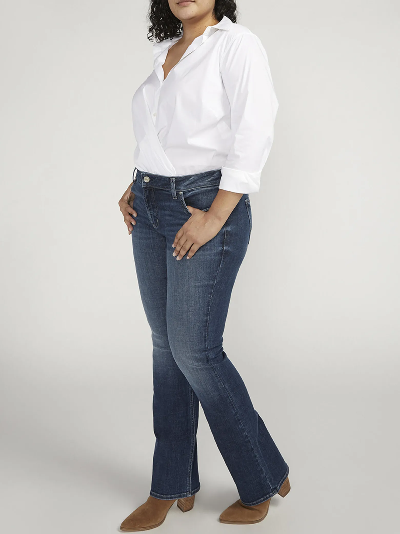 Elyse Mid Rise Slim Bootcut Jeans Plus Size