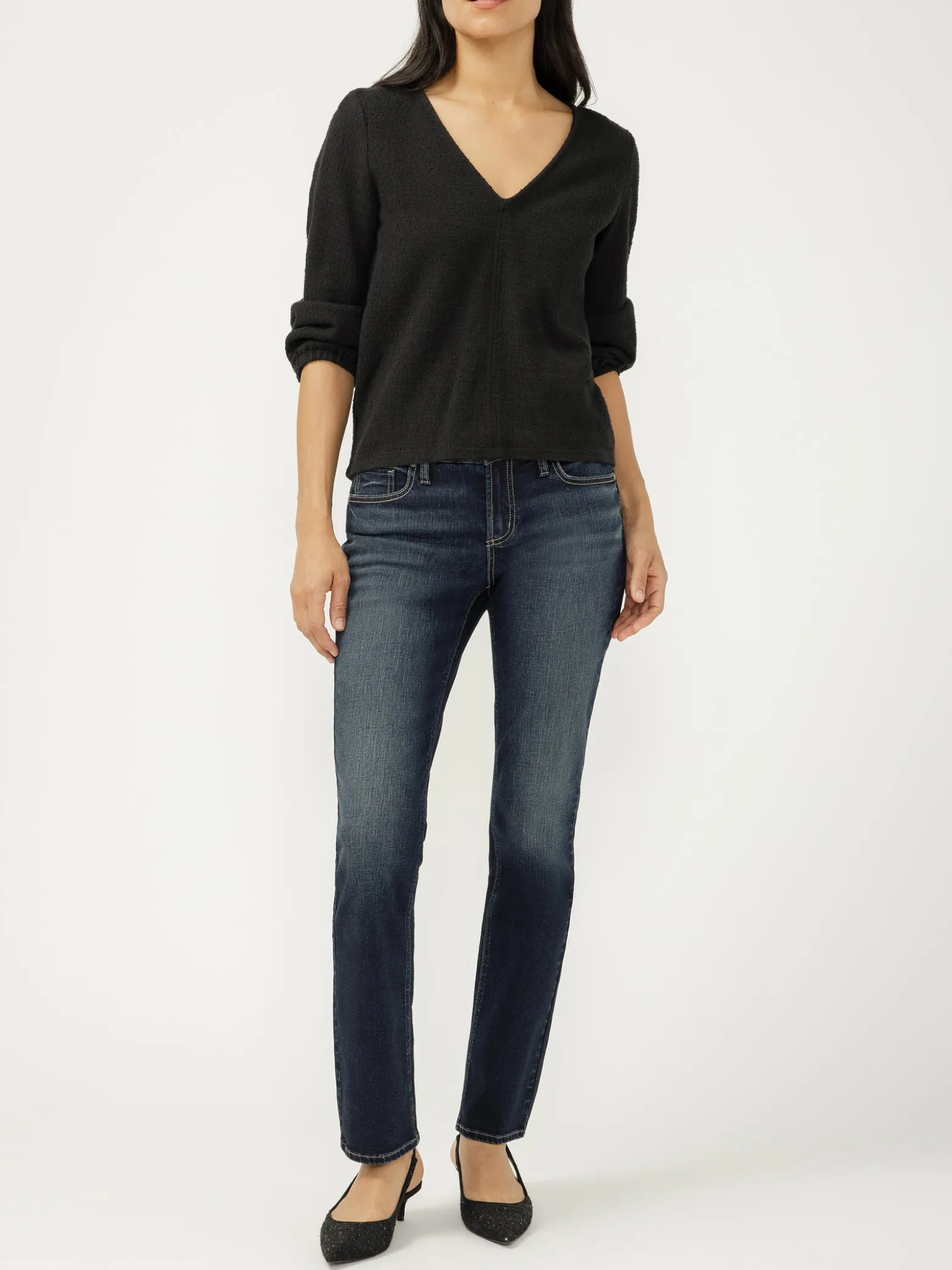 Elyse Mid Rise Straight Leg Luxe Stretch Jeans