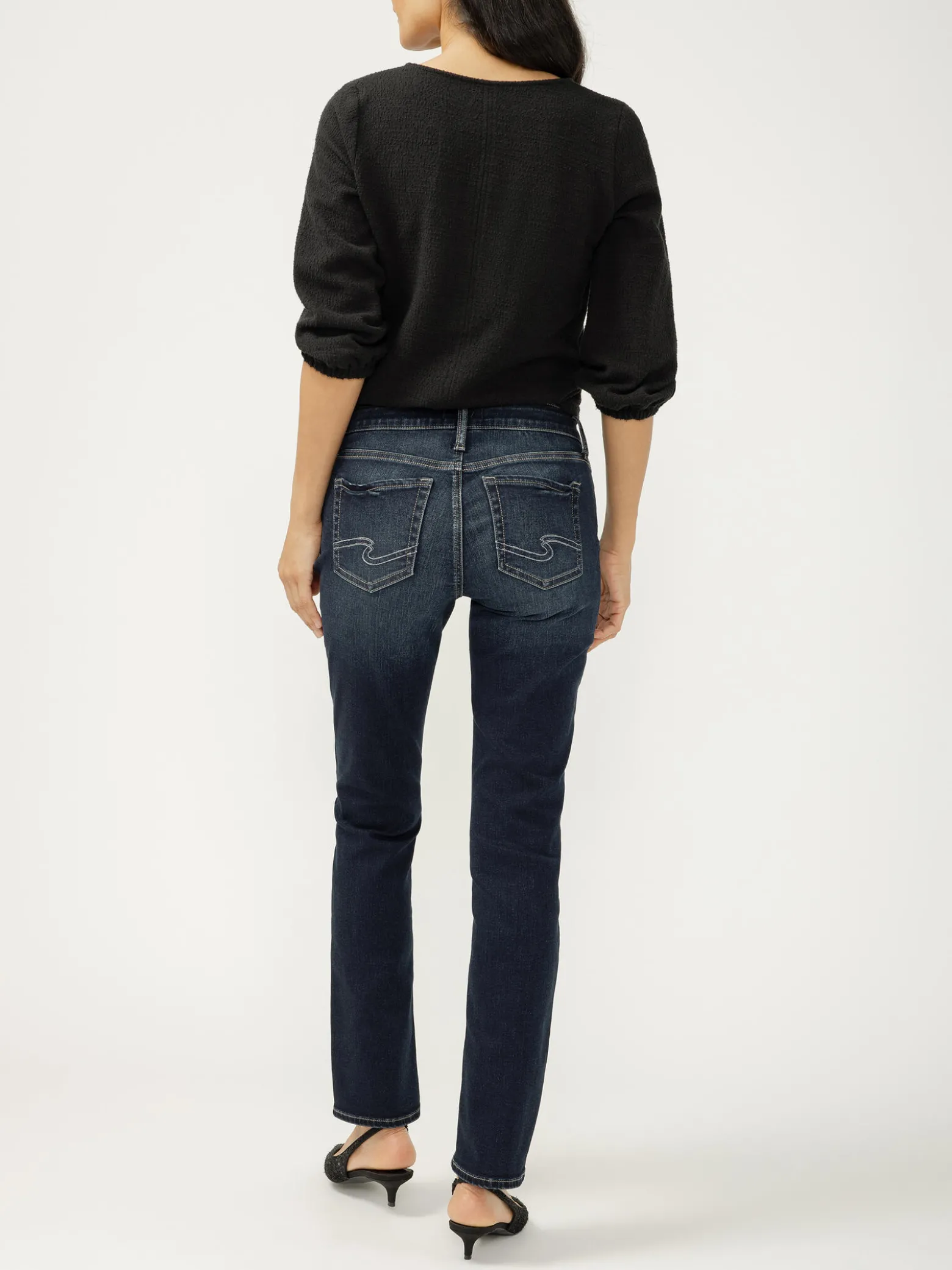 Elyse Mid Rise Straight Leg Luxe Stretch Jeans